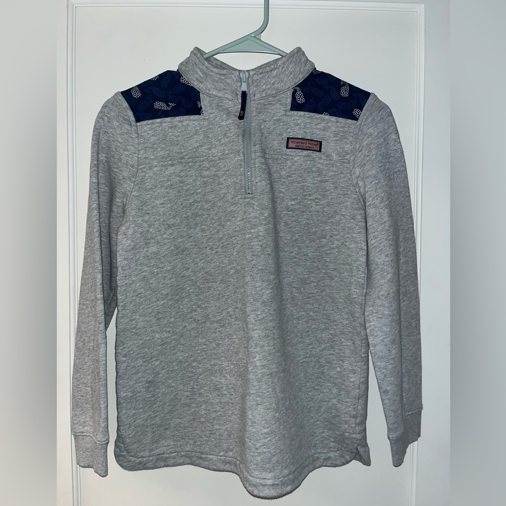 Girls size 14 grey Vineyard Vines quarter zip
